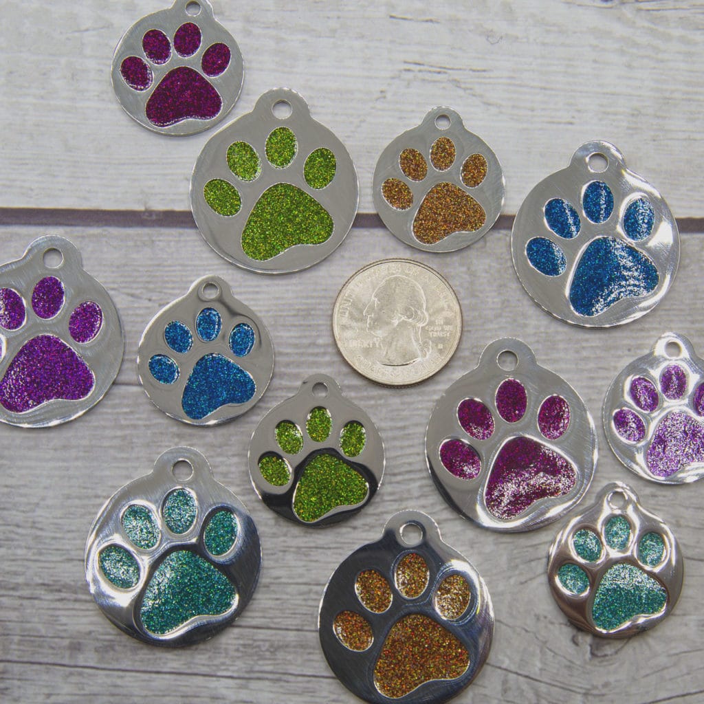 Round Paw Print | Enameled Stainless Steel Pet ID Tag – PetANtastic